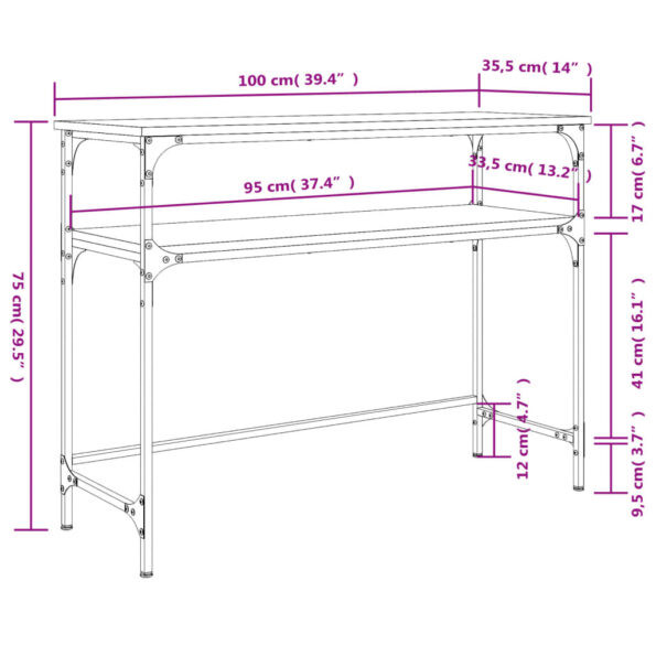 vidaXL Konzolový stolík hnedý dub 100x35,5x75 cm kompozitné drevo – Obrázok 9