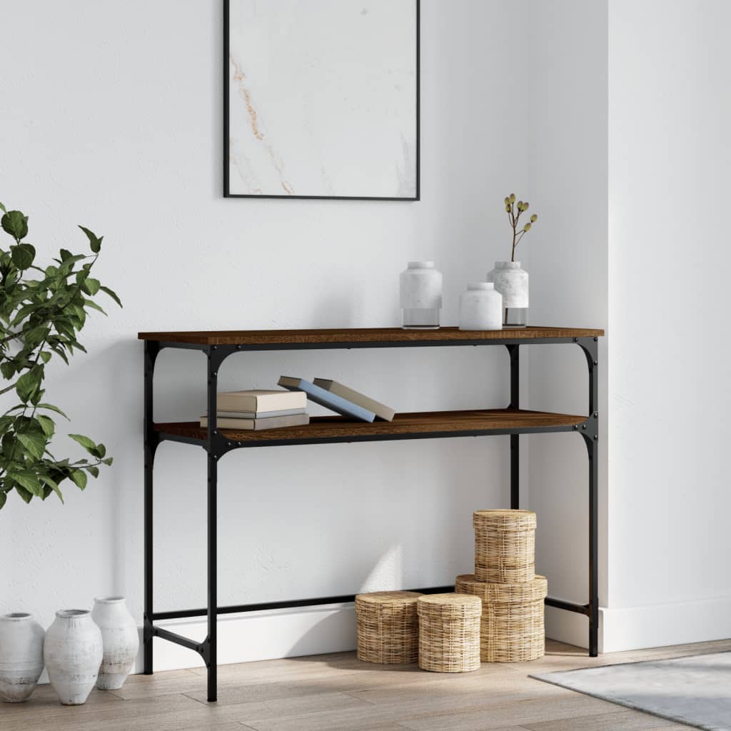 VXL8720845420000_m_en_hd_1.jpg vidaXL Konzolový stolík hnedý dub 100x35,5x75 cm kompozitné drevo – Obrázok 1