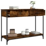vidaXL Konzolový stolík dymový dub 100x34,5x75 cm kompozitné drevo – Obrázok 4