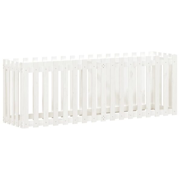 vidaXL Vyvýšený záhon s dizajnom plotu biely 200x50x70 cm mas.borovica – Obrázok 4