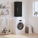 vidaXL Nástenná skrinka čierna 34,5x34x90 cm