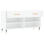 vidaXL Lavička na topánky, biela 102x35x55 cm, kompozitné drevo – Obrázok 5