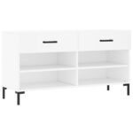 vidaXL Lavička na topánky, biela 102x35x55 cm, kompozitné drevo – Obrázok 2