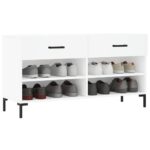 vidaXL Lavička na topánky, biela 102x35x55 cm, kompozitné drevo – Obrázok 3