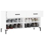 vidaXL Lavička na topánky, biela 102x35x55 cm, kompozitné drevo – Obrázok 4