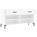 vidaXL Lavička na topánky, biela 102x35x55 cm, kompozitné drevo – Obrázok 5