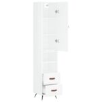 vidaXL Vysoká skrinka biela 34,5x34x180 cm spracované drevo – Obrázok 4