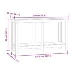 vidaXL Pracovná lavica biela 140x50x80 cm masívna borovica – Obrázok 8