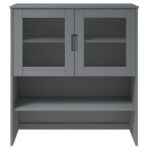 vidaXL Nadstavec na komodu MOLDE, sivý 90x35x100 cm, borovicový masív – Obrázok 4