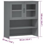 vidaXL Nadstavec na komodu MOLDE, sivý 90x35x100 cm, borovicový masív – Obrázok 8
