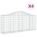vidaXL Oblúkové gabionové koše 4 ks 200x30x80/100cm pozinkované železo – Obrázok 2