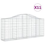 vidaXL Oblúkové gabionové koše 11ks 200x30x80/100cm pozinkované železo – Obrázok 2