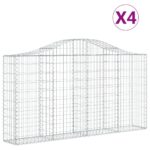 vidaXL Oblúkové gabiónové koše 4ks 200x30x100/120cm pozinkované železo – Obrázok 2