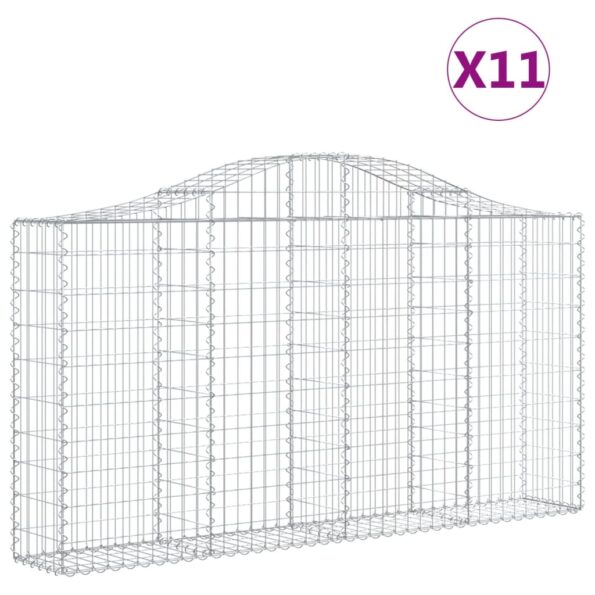 vidaXL Oblúkové gabiónové koše 11 ks 200x30x100/120cm pozinkov. železo – Obrázok 2