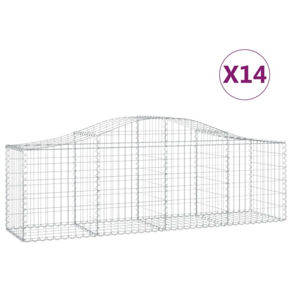 vidaXL Oblúkový gabionový kôš 14 ks 200x50x60/80 cm pozinkované železo – Obrázok 2