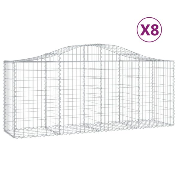 vidaXL Oblúkové gabionové koše 8 cm 200x50x80/100cm pozinkované železo – Obrázok 2