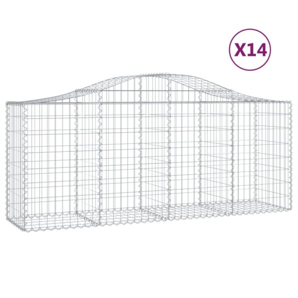 vidaXL Oblúkové gabionové koše 14 ks 200x50x80/100 cm pozink. železo – Obrázok 2