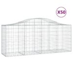 vidaXL Oblúkové gabionové koše 50 ks 200x50x80/100 cm pozink. železo – Obrázok 2
