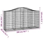 vidaXL Oblúkové gabiónové koše 6ks 200x50x100/120cm pozinkované železo – Obrázok 6