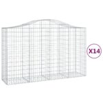 vidaXL Oblúkové gabionové koše 14 ks 200x50x120/140 cm pozink. železo – Obrázok 2