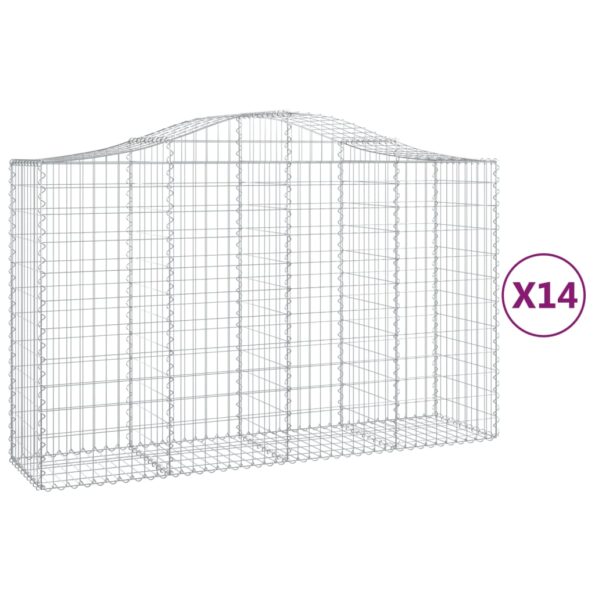 vidaXL Oblúkové gabionové koše 14 ks 200x50x120/140 cm pozink. železo – Obrázok 2