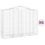 vidaXL Oblúkové gabionové koše 6 ks 200x50x140/160 cm pozink. železo – Obrázok 2