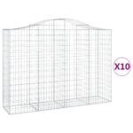 vidaXL Oblúkové gabionové koše 10 ks 200x50x140/160 cm pozink. železo – Obrázok 2
