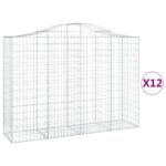 vidaXL Oblúkové gabionové koše 12 ks 200x50x140/160 cm pozink. železo – Obrázok 2