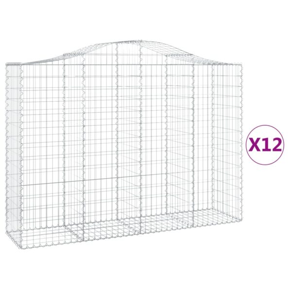 vidaXL Oblúkové gabionové koše 12 ks 200x50x140/160 cm pozink. železo – Obrázok 2