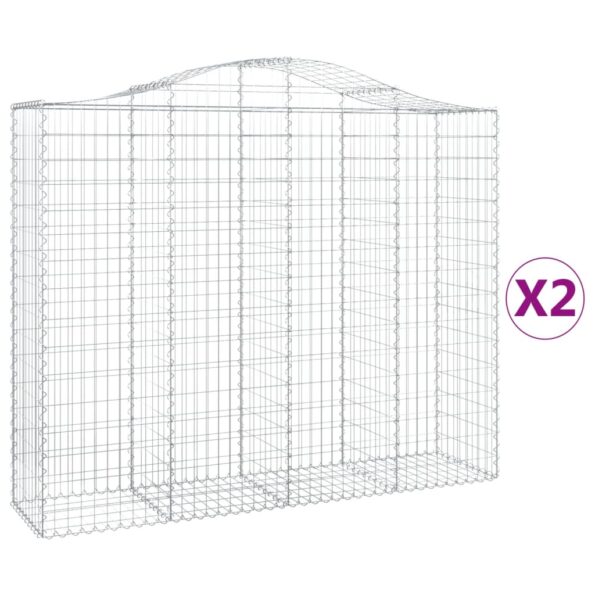 vidaXL Oblúkové gabiónové koše 2ks 200x50x160/180cm pozinkované železo – Obrázok 2