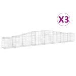vidaXL Oblúkový gabionový kôš 3 ks 400x30x40/60 cm pozinkované železo – Obrázok 2