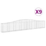 vidaXL Oblúkový gabionový kôš 9 ks 400x30x60/80 cm pozinkované železo – Obrázok 2