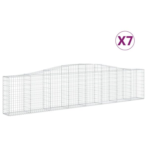 vidaXL Oblúkové gabionové koše 7 ks 400x30x80/100cm pozinkované železo – Obrázok 2