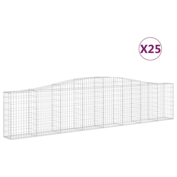 vidaXL Oblúkové gabionové koše 25ks 400x30x80/100cm pozinkované železo – Obrázok 2