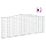 vidaXL Oblúkové gabionové koše 3 ks 400x30x140/160 cm pozink. železo – Obrázok 2
