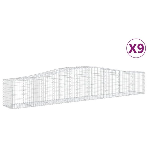 vidaXL Oblúkový gabionový kôš 9 ks 400x50x60/80 cm pozinkované železo – Obrázok 2