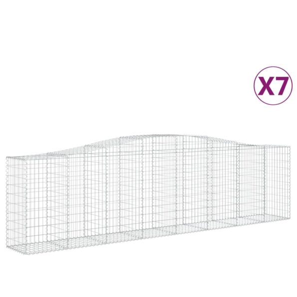 vidaXL Oblúkové gabiónové koše 7ks 400x50x100/120cm pozinkované železo – Obrázok 2