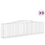 vidaXL Oblúkové gabiónové koše 9ks 400x50x100/120cm pozinkované železo – Obrázok 2