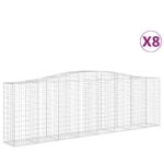 vidaXL Oblúkové gabionové koše 8 ks 400x50x120/140 cm pozink. železo – Obrázok 2