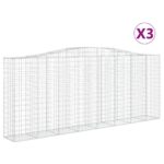 vidaXL Oblúkové gabiónové koše 3ks 400x50x160/180cm pozinkované železo – Obrázok 2
