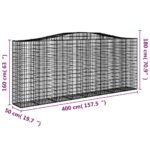 vidaXL Oblúkové gabiónové koše 3ks 400x50x160/180cm pozinkované železo – Obrázok 6