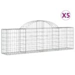 vidaXL Oblúkový gabionový kôš 5 ks 200x30x60/80 cm pozinkované železo – Obrázok 2