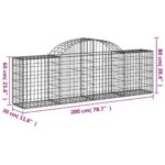 vidaXL Oblúkový gabionový kôš 5 ks 200x30x60/80 cm pozinkované železo – Obrázok 6