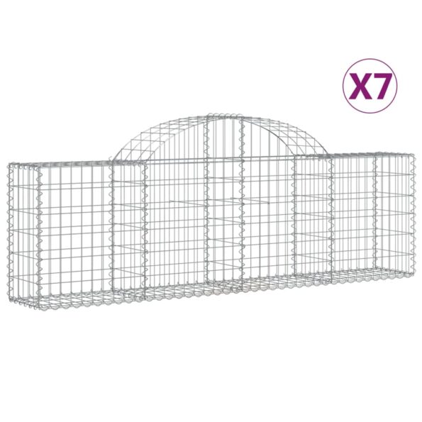 vidaXL Oblúkový gabionový kôš 7 ks 200x30x60/80 cm pozinkované železo – Obrázok 2
