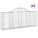 vidaXL Oblúkové gabionové koše 5 ks 200x30x80/100cm pozinkované železo – Obrázok 2