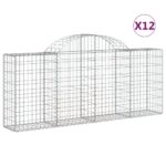 vidaXL Oblúkové gabionové koše 12ks 200x30x80/100cm pozinkované železo – Obrázok 2