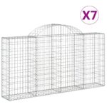 vidaXL Oblúkové gabiónové koše 7ks 200x30x100/120cm pozinkované železo – Obrázok 2