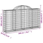 vidaXL Oblúkové gabiónové koše 7ks 200x30x100/120cm pozinkované železo – Obrázok 6