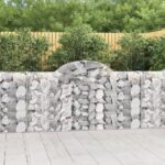 vidaXL Oblúkové gabiónové koše 7ks 200x30x100/120cm pozinkované železo