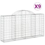 vidaXL Oblúkové gabiónové koše 9ks 200x30x100/120cm pozinkované železo – Obrázok 2